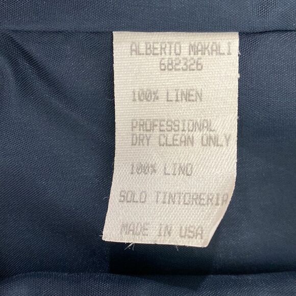 Alberto Makali Linen Blue 3/4 Sleeve Single Button Closure Blazer size 14 - Picture 8 of 10